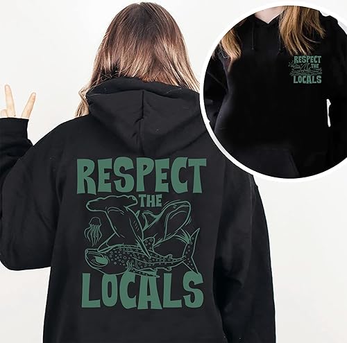 Miniatura 5 de CURTIZON Respect The Locals - Sudadera con capucha de tiburón, diseño inspirado en el océano