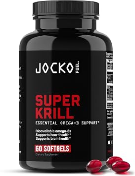 Jocko Fuel Antarctic Krill Oil Omega 3 Fatty Acid Supplements DHA & EPA - 1000mg Softgels - Supports Joints, Mobility & Mental Function 60 Softgels