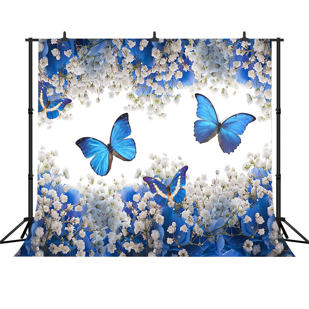 Amazon.com: GURETER 春天蝴蝶背景9x6 英尺(約2.7 x 1.8 公尺)花朵滿天星藍色玫瑰夢幻攝影背景幕,新生兒派對裝飾背景BJXTGU42  : 電子