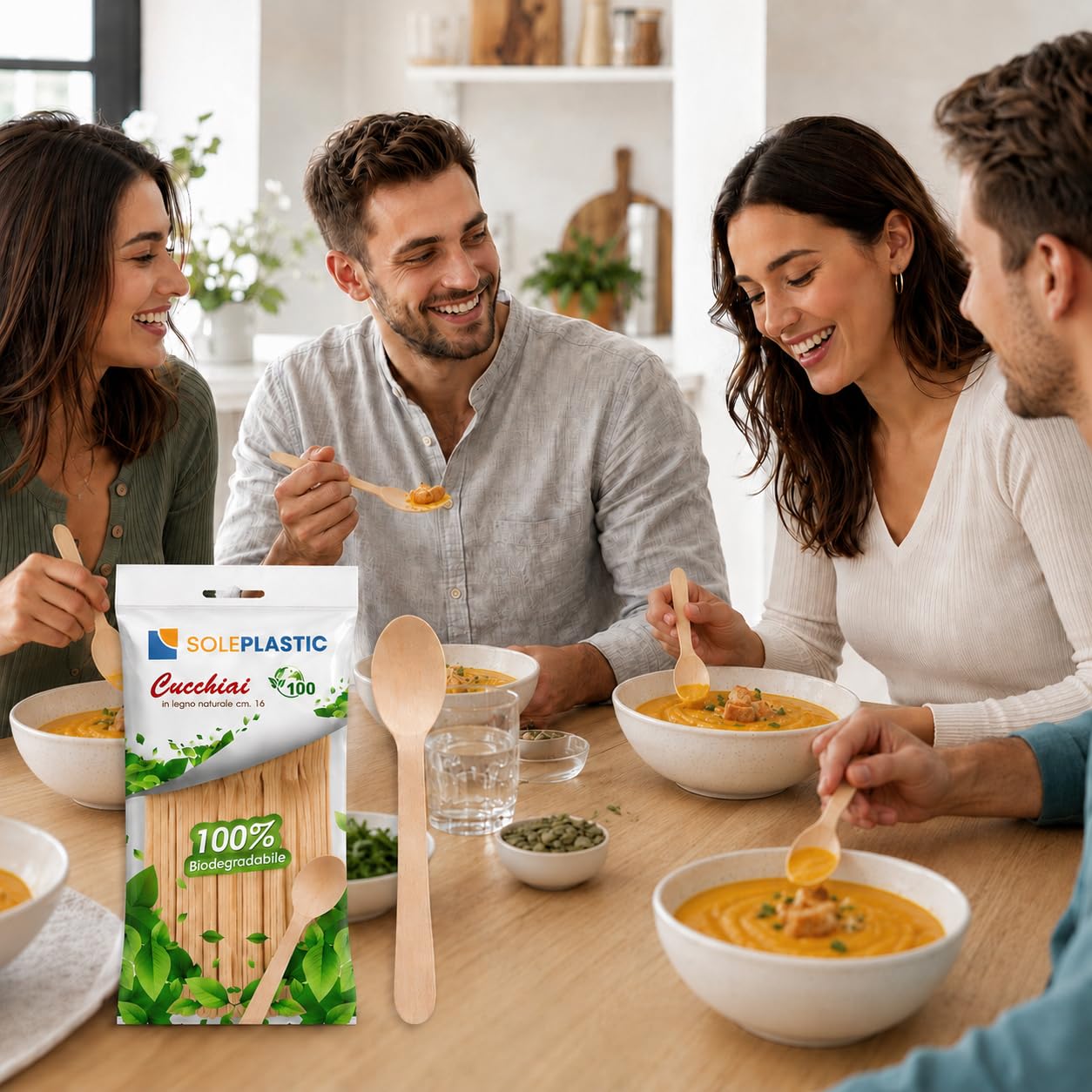 Cucchiaio Legno di Betulla 16 cm - Posate Bio Compostabili Biodegradabili per Asporto Catering