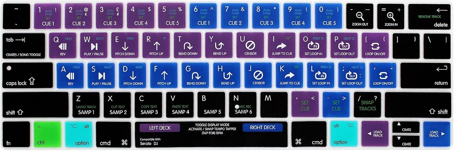 HRH Serato DJ US Layout Keyboard Cover for MacBook Pro 13" 15" Touch Bar