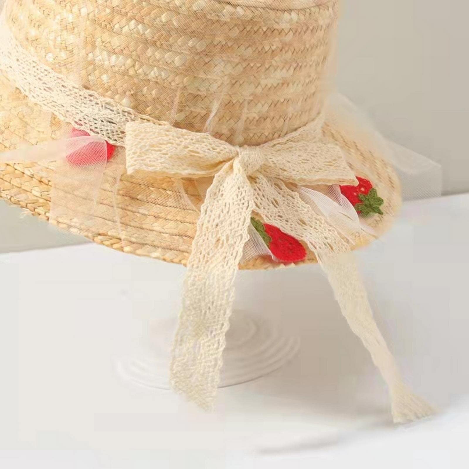 Sombrero de pescador de malla, sombrero de paja de verano, sombrero de playa de verano, protección solar, sombrero de fresa decoración de sol