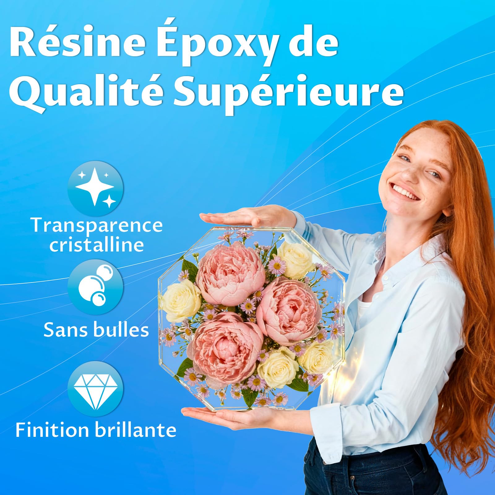 Let’S Resin Résine Époxy 3 kg, Kit Résine et Durcisseur Transparent sans Bulles 2:1, Idéal pour la Création de Bijoux, l’Art DIY, Les Moulages et Les Travaux Manuels