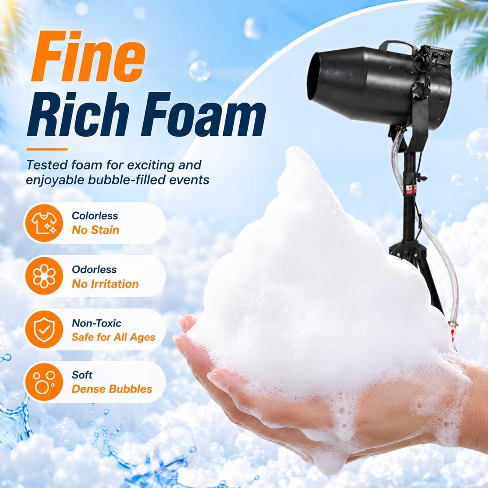 Máquina De Espuma 1000w, Cañón De Espuma Grande para Fiestas con Trípode Y Bomba De Agua, Chorro Ajustable 6-8 M para Piscina, Cumpleaños, DJ Y Eventos Black
