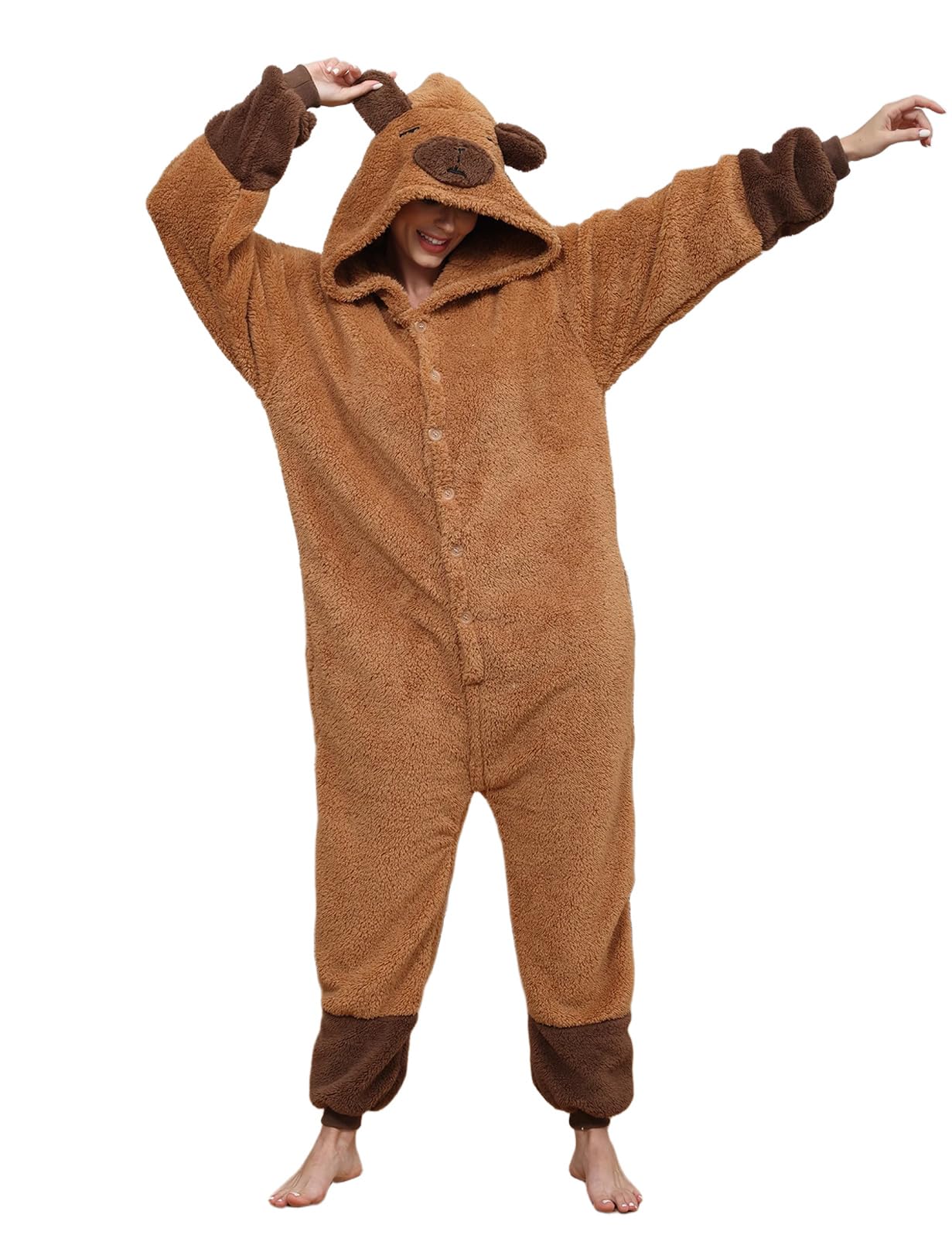 LATH.PIN Animal Onesie Pajamas for Adults Unisex One Piece Halloween Cosplay Costume Sleepwear for Women and Men