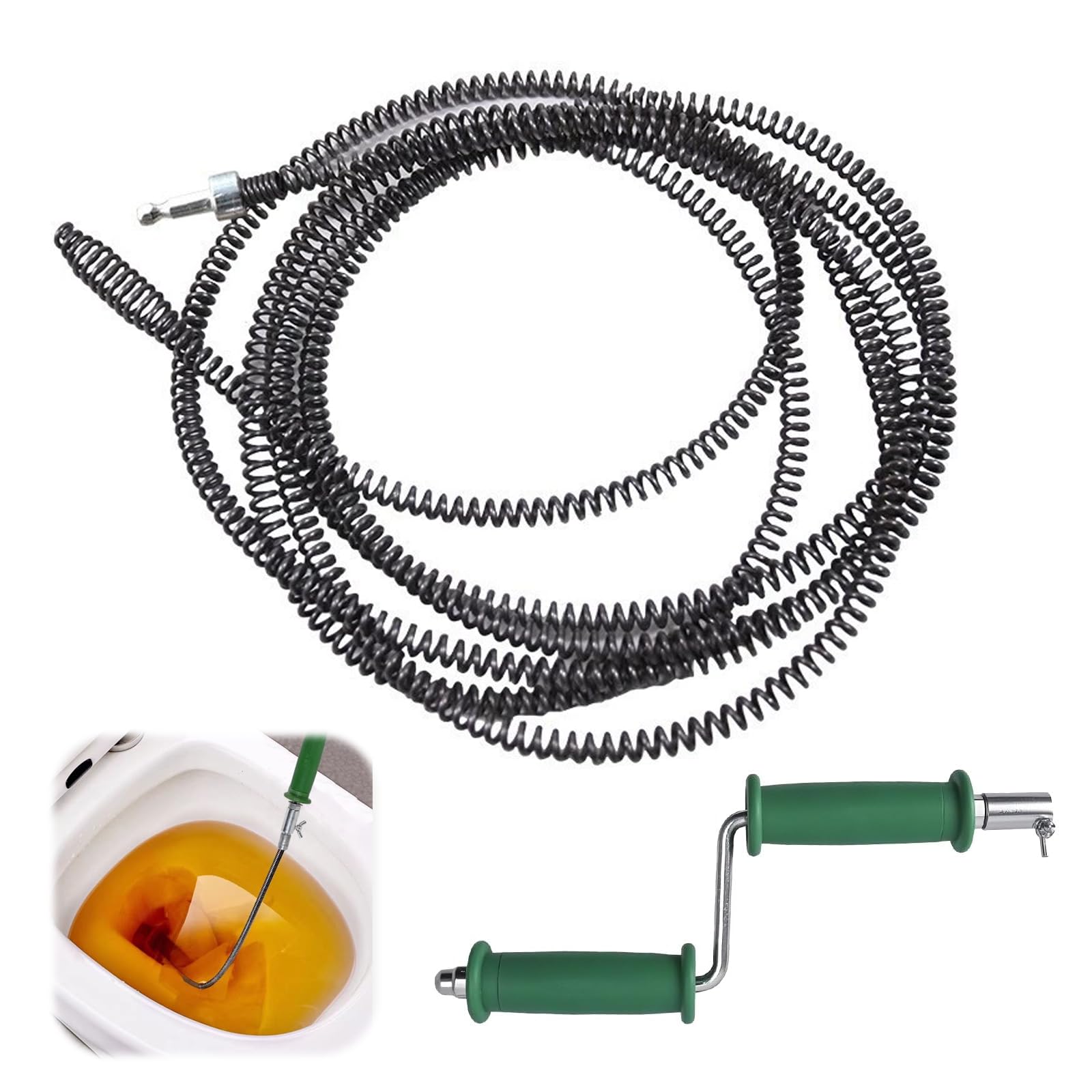 SHYICHENG Drain Unblocker Tool, 5m Flexible Drain Snake for Sink, Toilet, Bathroom, Shower - Professional Plumbing Snake with Handle, Clog Remover for Kitchen Sink, Bathtub, Sewer