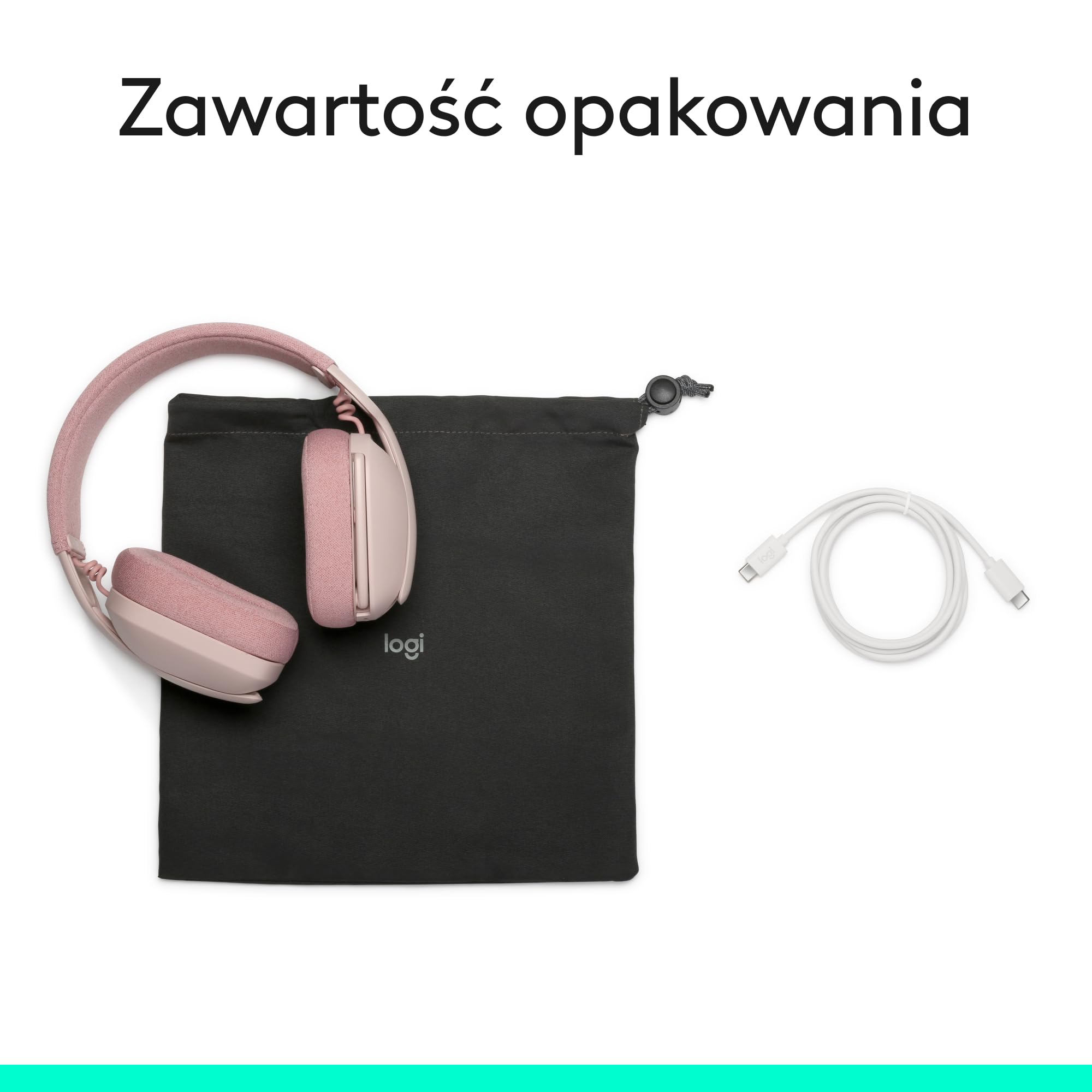 Logitech Zone Vibe 100 Lekkie bezprzewodowe słuchawki nauszne z mikrofonem z redukcją szumów, Zestaw słuchawkowy Bluetooth, dla Teams, Google Meet, Zoom i Mac/PC - Różowy
