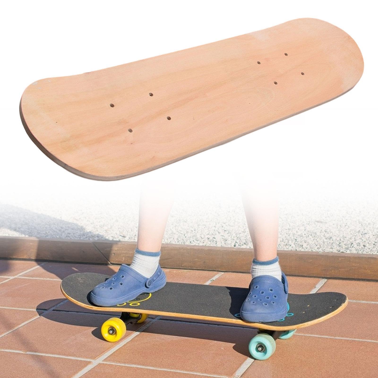 Sharplace Blanko-Skateboard-Deck für Kinder, Holz, blankes Longboard-Deck, Ersatz, unbemalt, leicht, Kunst-Malbrett für Anfänger, Mädchen