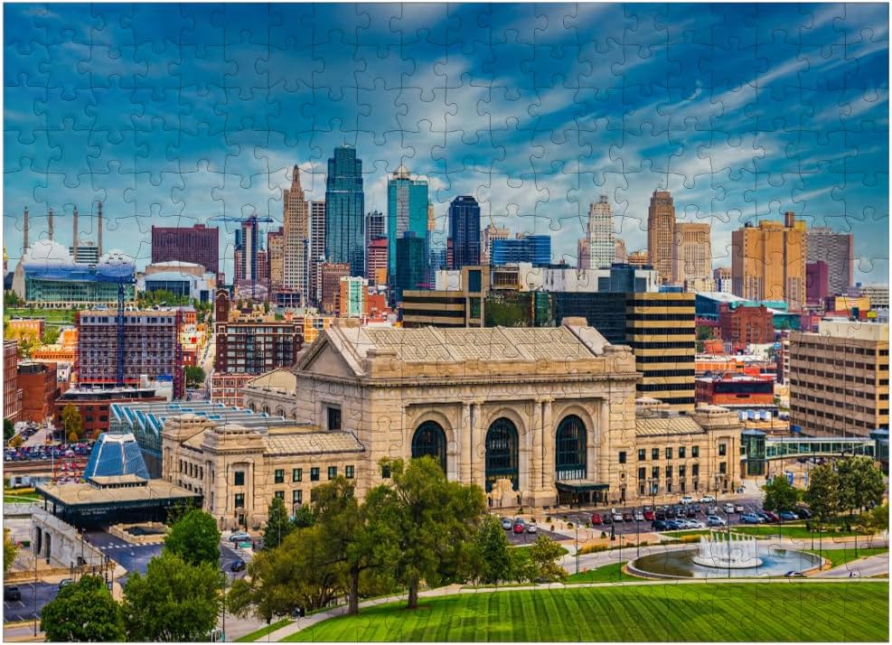 MyPuzzle Skyline of Kansas City, Missouri, USA - Premium 300 Piece Jigsaw Puzzle for Adults