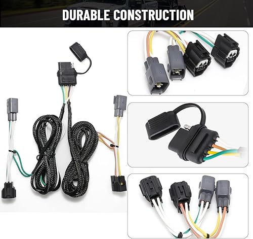 Miniatura 8 de MECMO Arnés de cableado de remolque plano de 4 vías 55363 para Jeep Wrangler TJ 1998-2006 para Jeep Wrangler TJ 1998-2006 lado del vehículo de 4