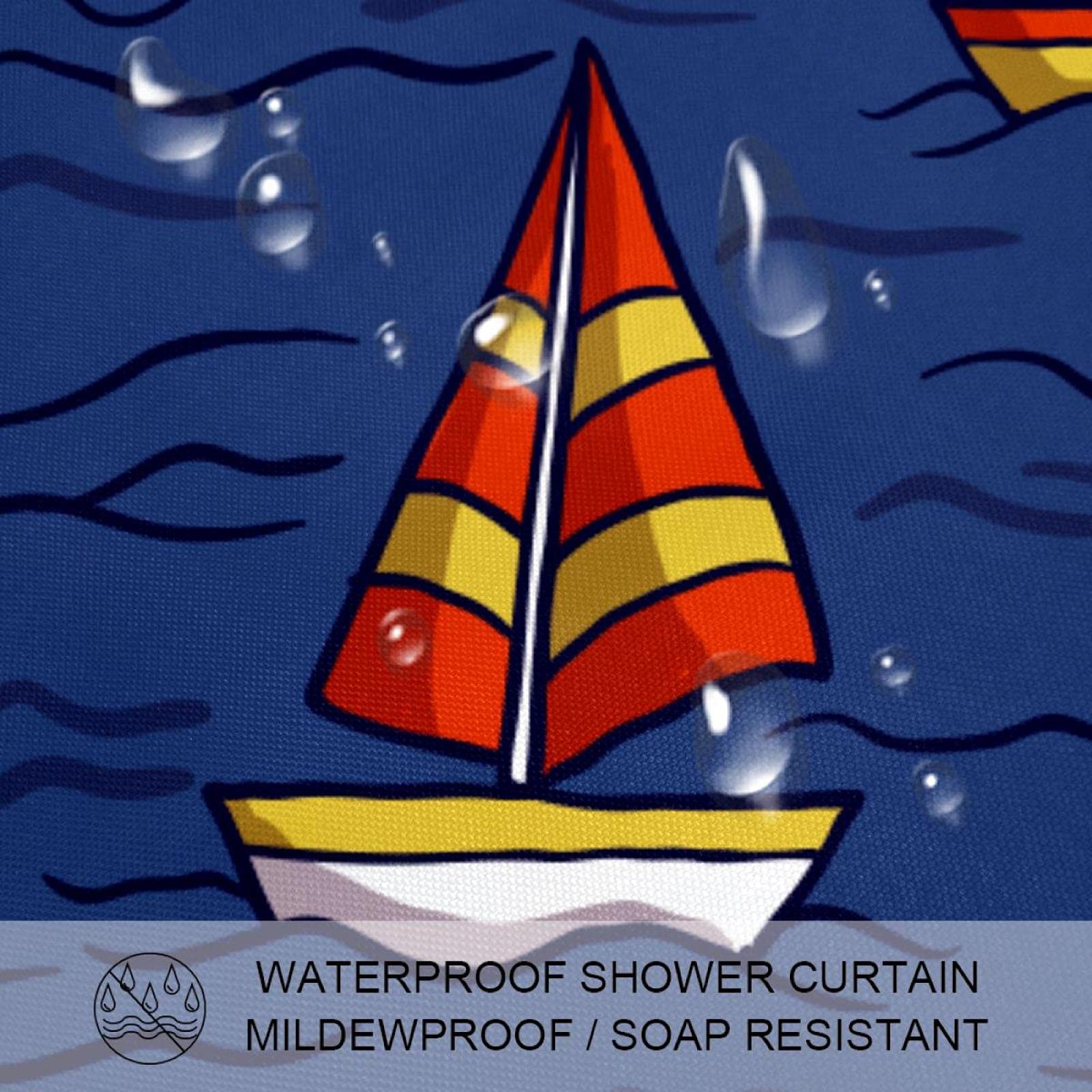 Bonhause Rideau de douche nautique côtier, vintage, océan, plage, coquillages, hippocampe, phare, décoration de salle de bain, 183 x 183 cm, rideau de