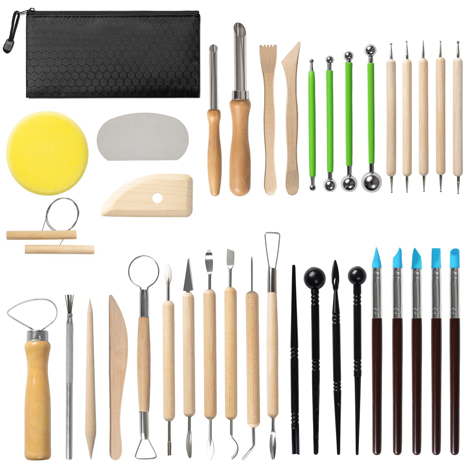 Pottery Tools Kit - 38 Pcs for Clay & Air Dry Clay -1
