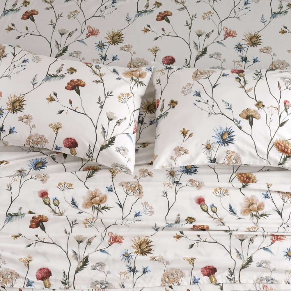 DAUAOTO 100% Cotton Bedding Printed Sheets Set for King Size Bed Up to 14