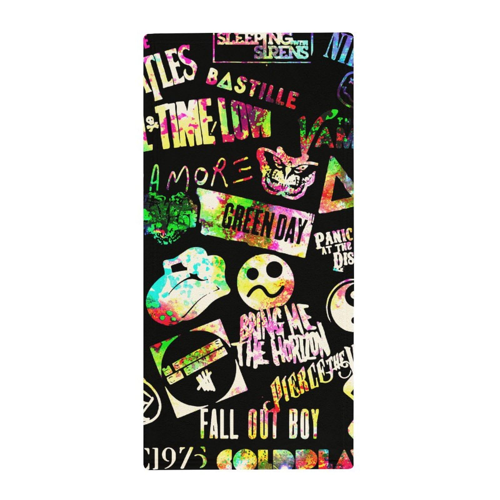 Amazon｜フェイスタオル ロックバンド ロゴ タオル 35×73cm
