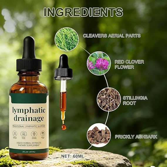 2pc Lymphatic Drainage Supplements Drops for Immune, Cleanse, Lymph System Support, Lymphatic Drainage Drops, Lymph System Support Supplement, Herbal Formula for Daily Lymph Cleanse & Immunity (60ML)