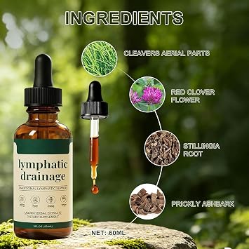 2pc Lymphatic Drainage Supplements Drops for Immune, Cleanse, Lymph System Support, Lymphatic Drainage Drops, Lymph System Support Supplement, Herbal Formula for Daily Lymph Cleanse & Immunity (60ML)