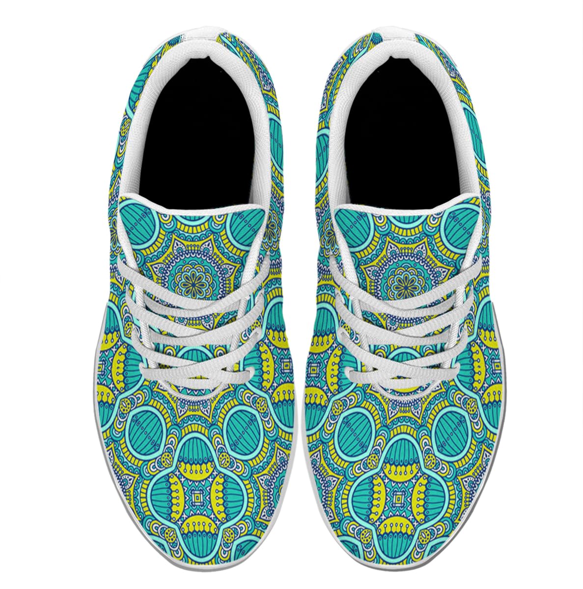 Women Men Ethnic Floral Prints Shoes Slip On Running Shoes Athletic Tennis Sneakers White Size 7