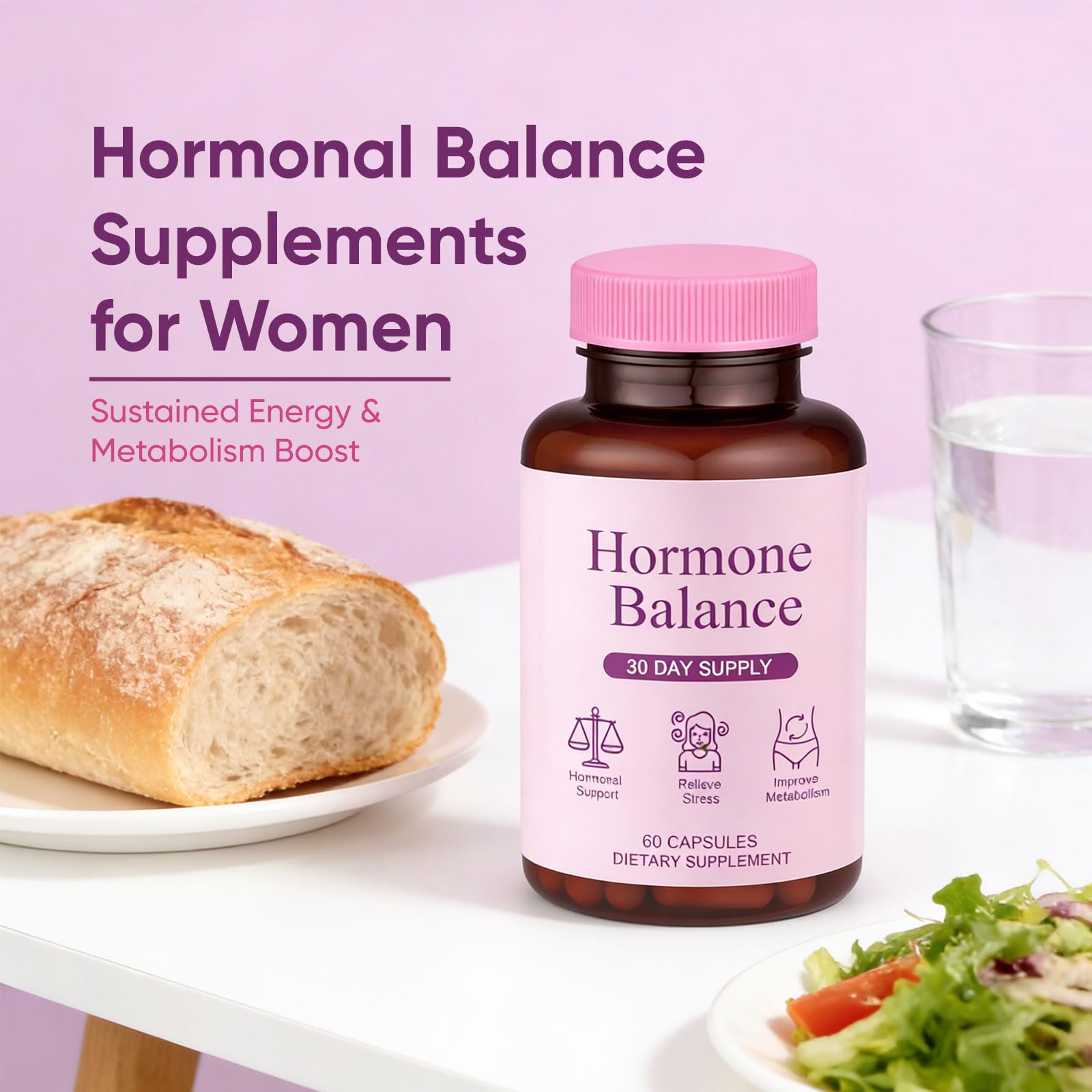 Hormone Balance for Women | Dietary Supplement, Supports Healthy Cortisol Levels & Stress Relief | Mood, Sleep, Energy | Ashwagandha, Ginseng, Maca | 60 Capsules — Amazon image 7