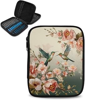 Crochet Hook Case Hummingbird Crochet Hook Holder Portable Crochet Hook Storage Bag with Web Pockets Suitable for Crochet Needles/Knitting Accessories