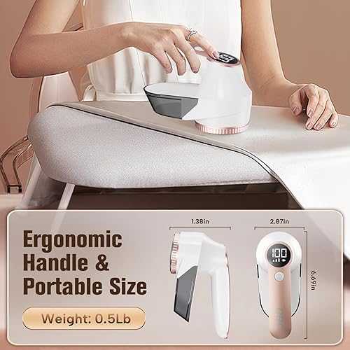 Miniatura 7 de DBC Quitapelusas de tela con motor potente de 15000 rmin, pantalla LED, 3 velocidades, cuchillas de 6 hojas, cabezal de afeitado grande removedor de