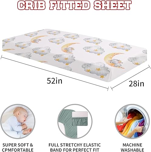 Miniatura 4 de Juego de sábanas personalizado para cuna de elefante bebé juego de ropa de cama personalizado para cuna de 3 piezas con nombre, juego de sábanas