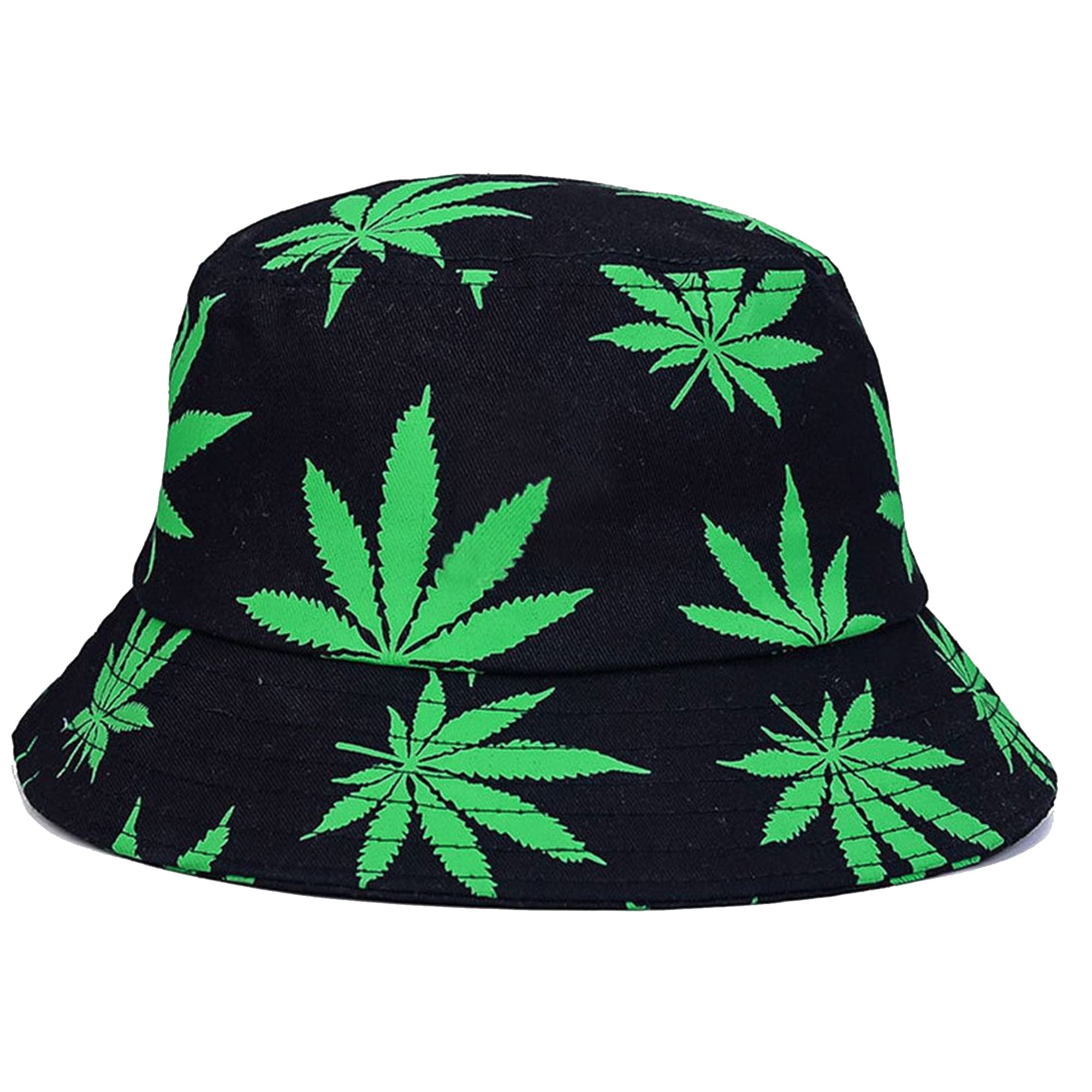 Izus Men's Green Bucket Hat Cap Marijuana Weed Leaf Cannabis - Foldable Snapback Wo (One Size, Style 6 ), One Size