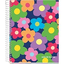 Miquelrius - A5 Notebook, 4 Coloured Stripes, 120 Sheets, Grid 5 x 5 mm, 2 Drills, Micro-Perforated, Hardcover, Agatha Ruiz de la Prada, Flower