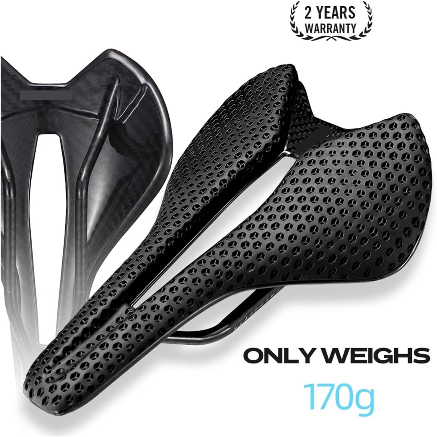 3D Printed Carbon Bike Saddle - Ultralight, High Strength Cushion for Triathlon, Road, MTB & Gravel Cycling, Men & Women