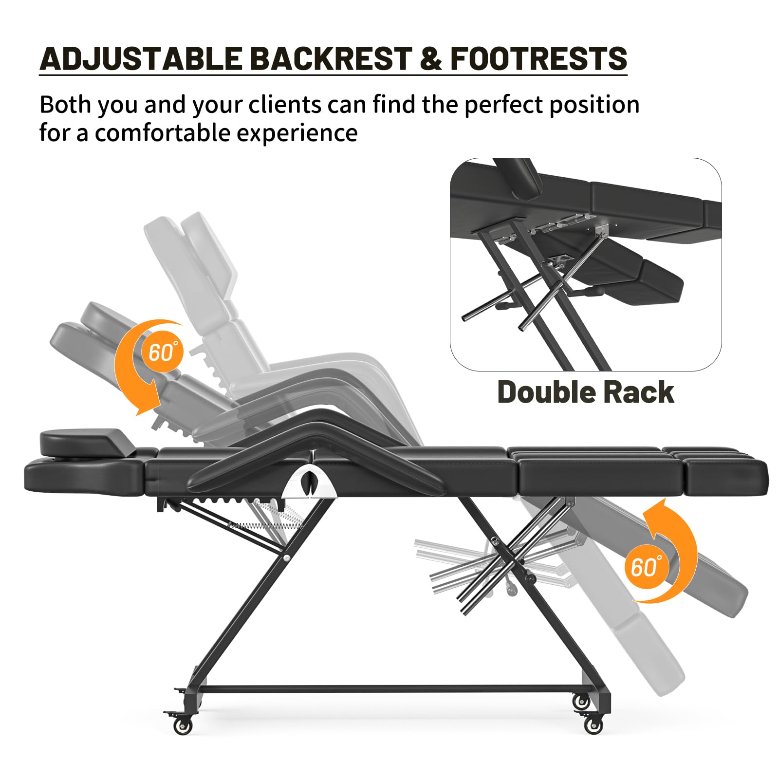 ABTSalon Tattoo Chair for Client Lash Chair Lash Bed Spa Chairs for Esthetician Facial Beds for Esthetician Bed Hold Up to 400lbs: Tattoo Chair53-black