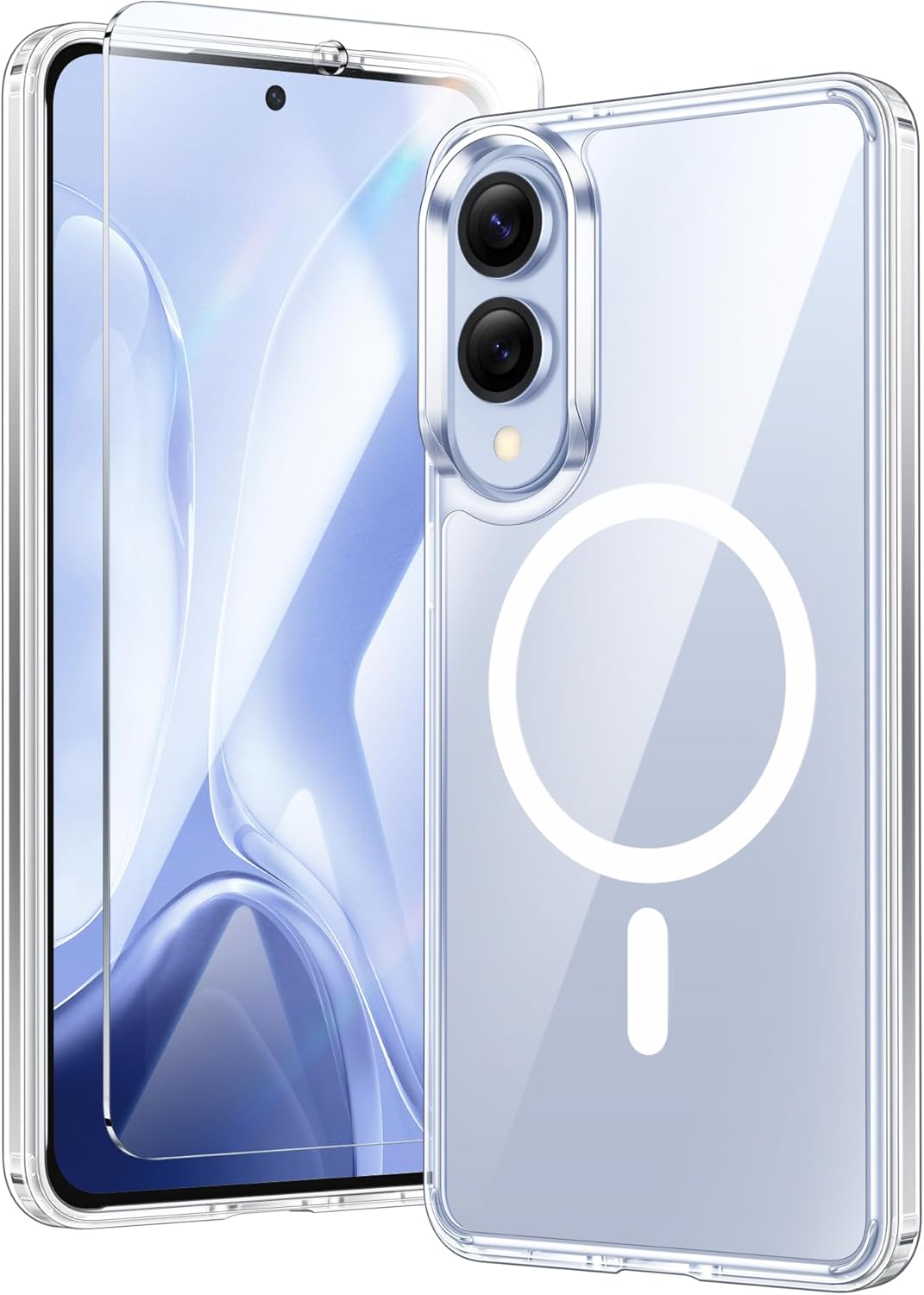 FNTCASE for Samsung Galaxy S25-Edge Case: Clear Magnetic Military Grade Drop Protection Anti Yellowing Cell Phone Cover - Rugged Shockproof Protective Bumper Transparent Phonecase