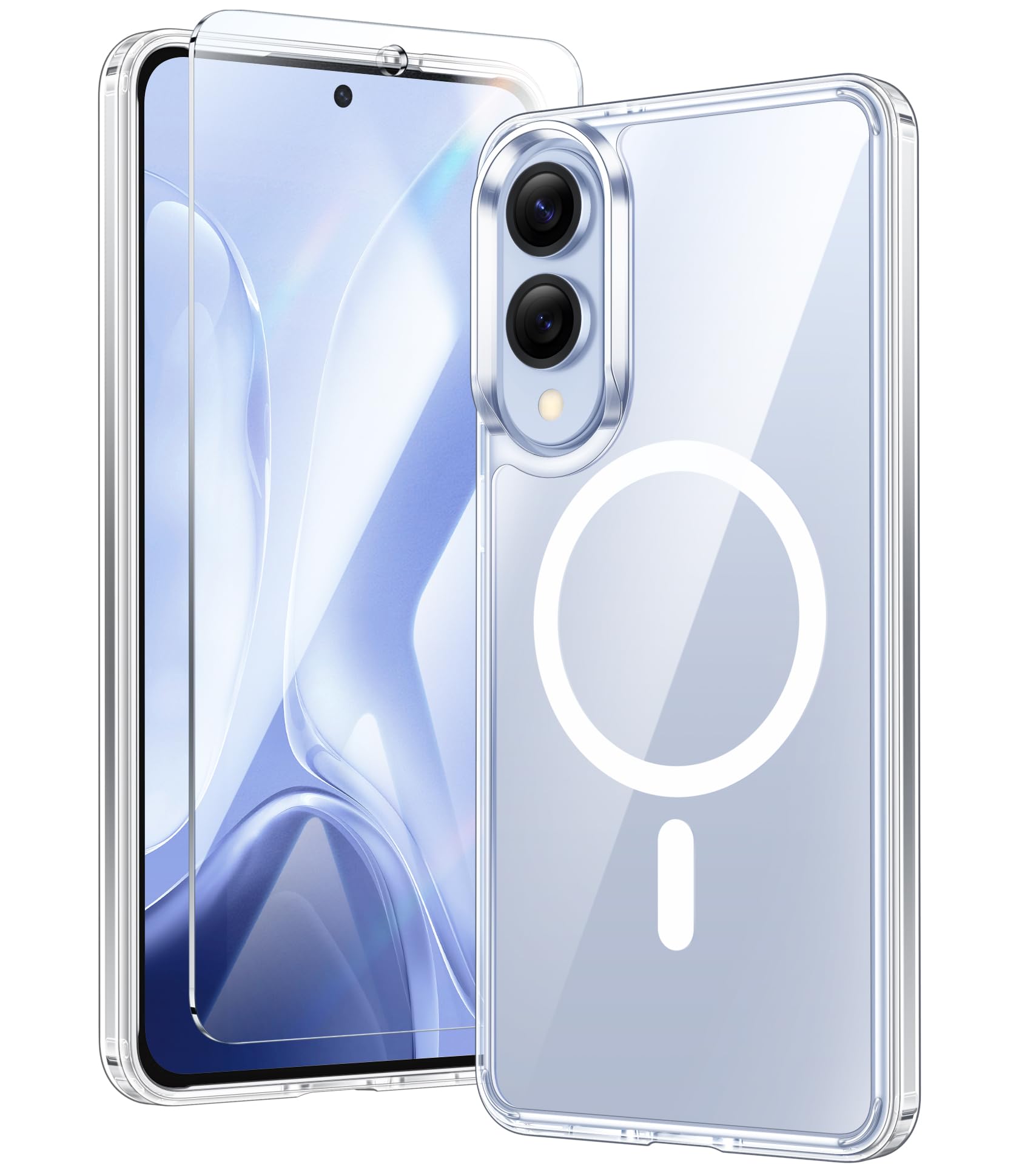 Photo 1 of FNTCASE for Samsung Galaxy S25-Edge Case: Clear Magnetic Military Grade Drop Protection Anti Yellowing Cell Phone Cover - Rugged Shockproof Protective Bumper Transparent Phonecase