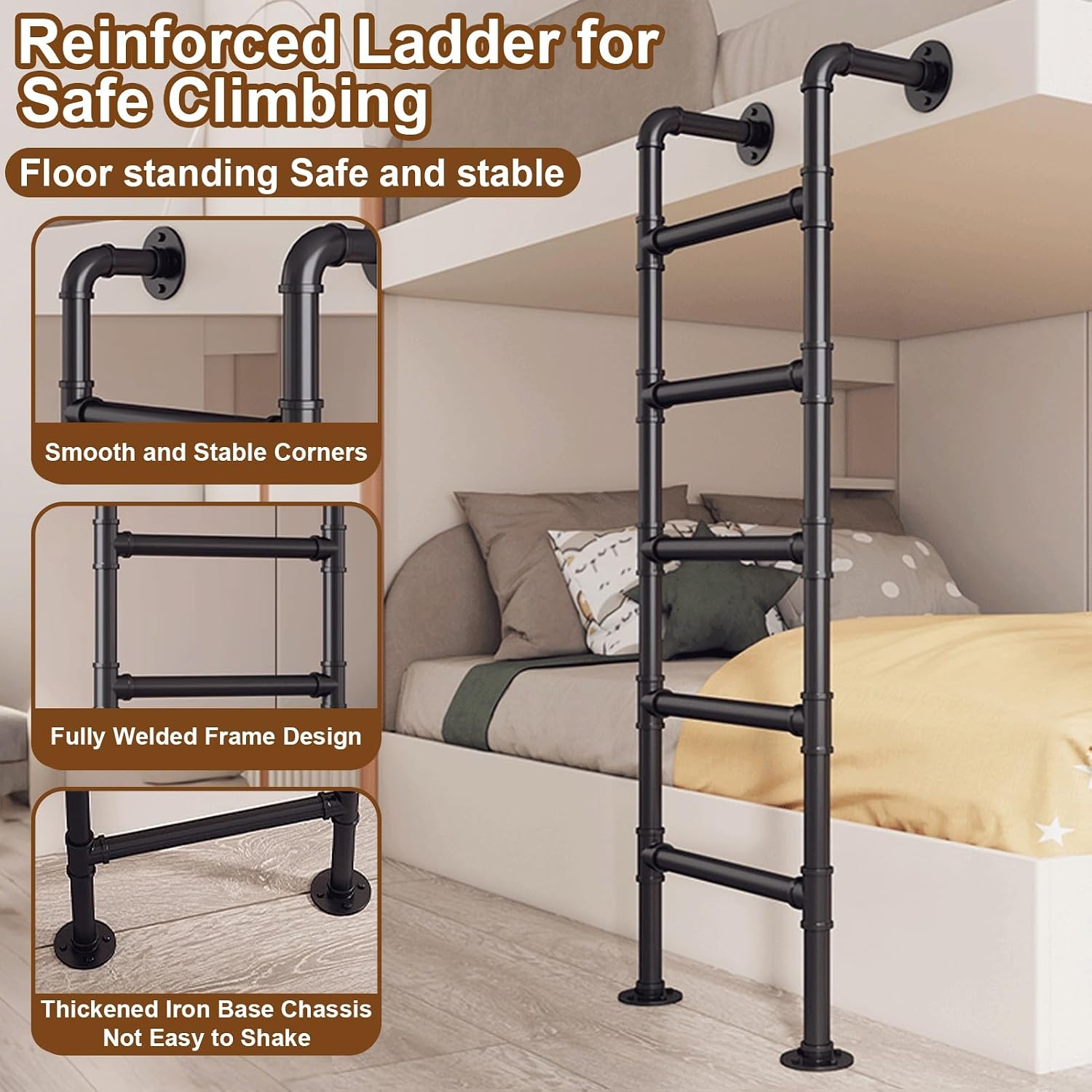 39" Wall-Mounted Attic Ladder - Space-Saving Climbing Solution for Indoor/Outdoor Use, Perfect for Basements, Attics, Dorms, and Home Access. Durable Straight Design.
