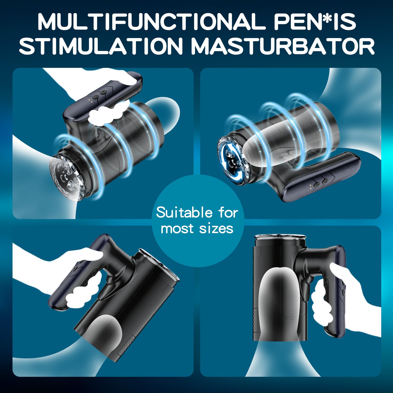 Elektrischer Cup-Masturbator mit Griff für Männer, Masturbator Stroker mit 5 Stoß&Rotationsmodi, Penisvibrator/Pumpe mit zwei offenen Enden – Taschenmuschi Blowjob Maschine/Sexspielzeug für Männer