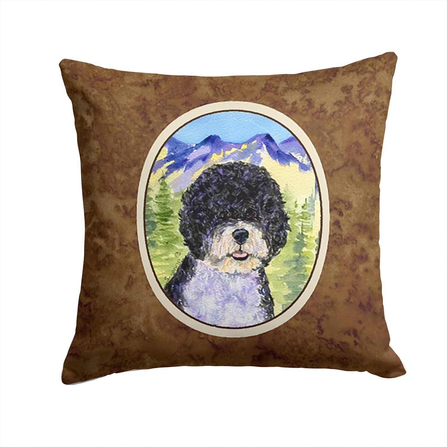 Caroline's Treasures SS8303PW1414 Portuguese Water Dog Fabric Decorative Pillow Machine Washable, Indoor Outdoor Decorative Pillow for Couch, Bed or Patio, 14Hx14W
