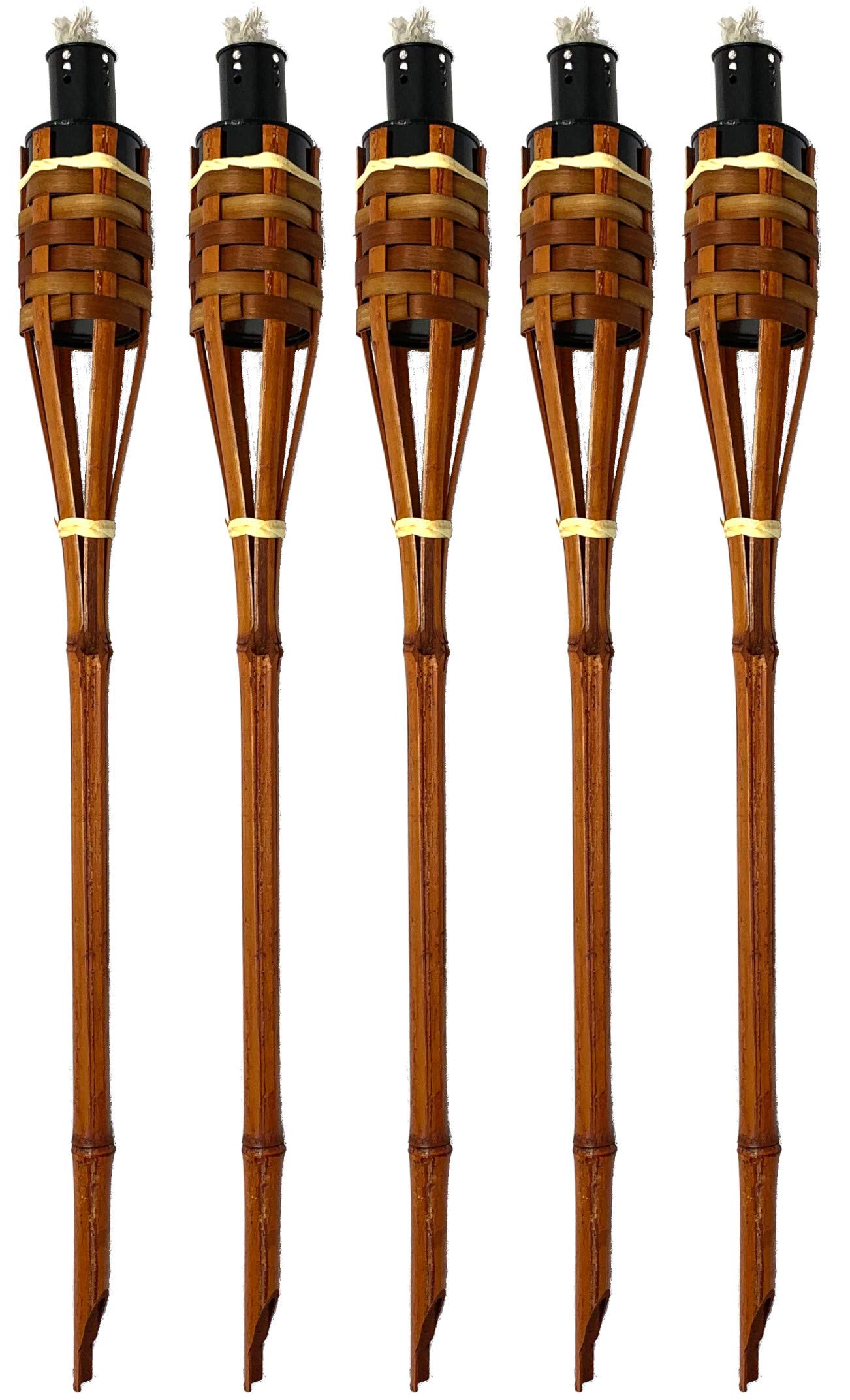 Moritz 5 Stück Bambusfackeln Fackel Deluxe 90 cm Dunkelbraun Gartenfackel Ölfackeln Garten Deko Öllampe Wegleuchte