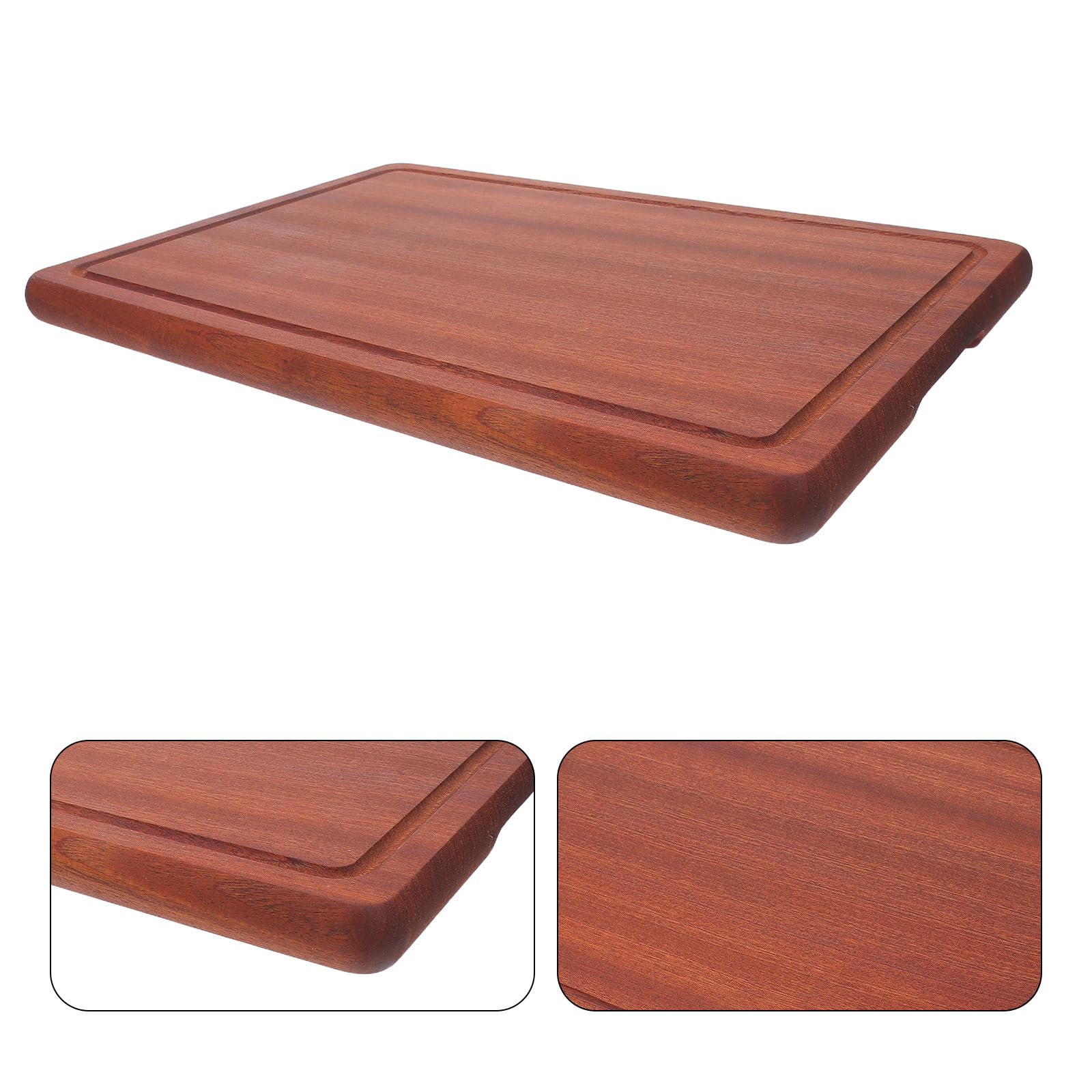 VOSAREA Massives Schneidebrett aus Akazienholz mit Saftrille 40cm lang Stabiles Blockdesign für Steak und Gemüse zum Brotschneiden in Küche
