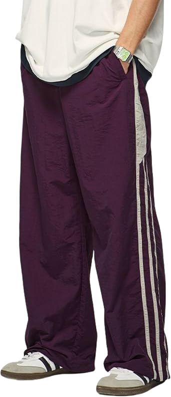 Mens Striped Track Pants Y2k Baggy Sweatpants Hip Hop Streetwear Pants Grunge Parachute Pants for Men