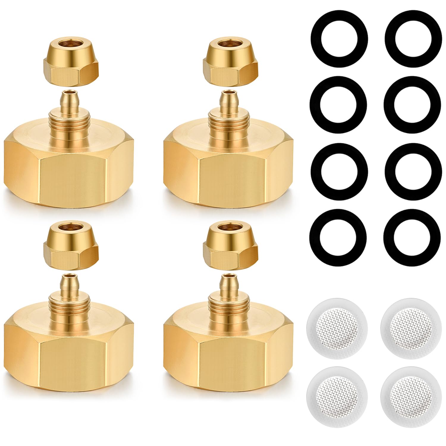 YELUN Drip irrigation hose connector, Garden Hose Adapter, Standard 3/4" GHT Female Thread to 1/4" Tube Adapter for Water Hose, Convert 3/4" Garden Hose to 1/4" Tube Drip Irrigation Parts (4 PCS)
