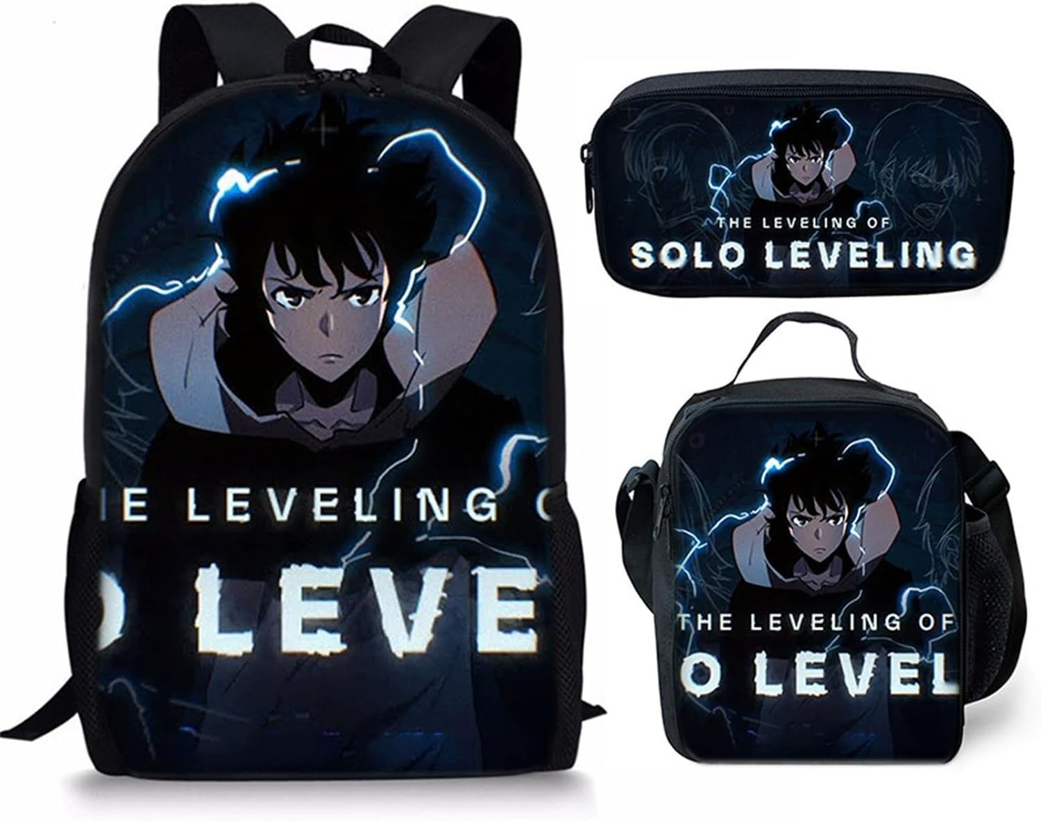 ISaikoy 3 in 1 Anime Solo Leveling Backpack Bookbag Daypack Satchel Handbag School Bag 13
