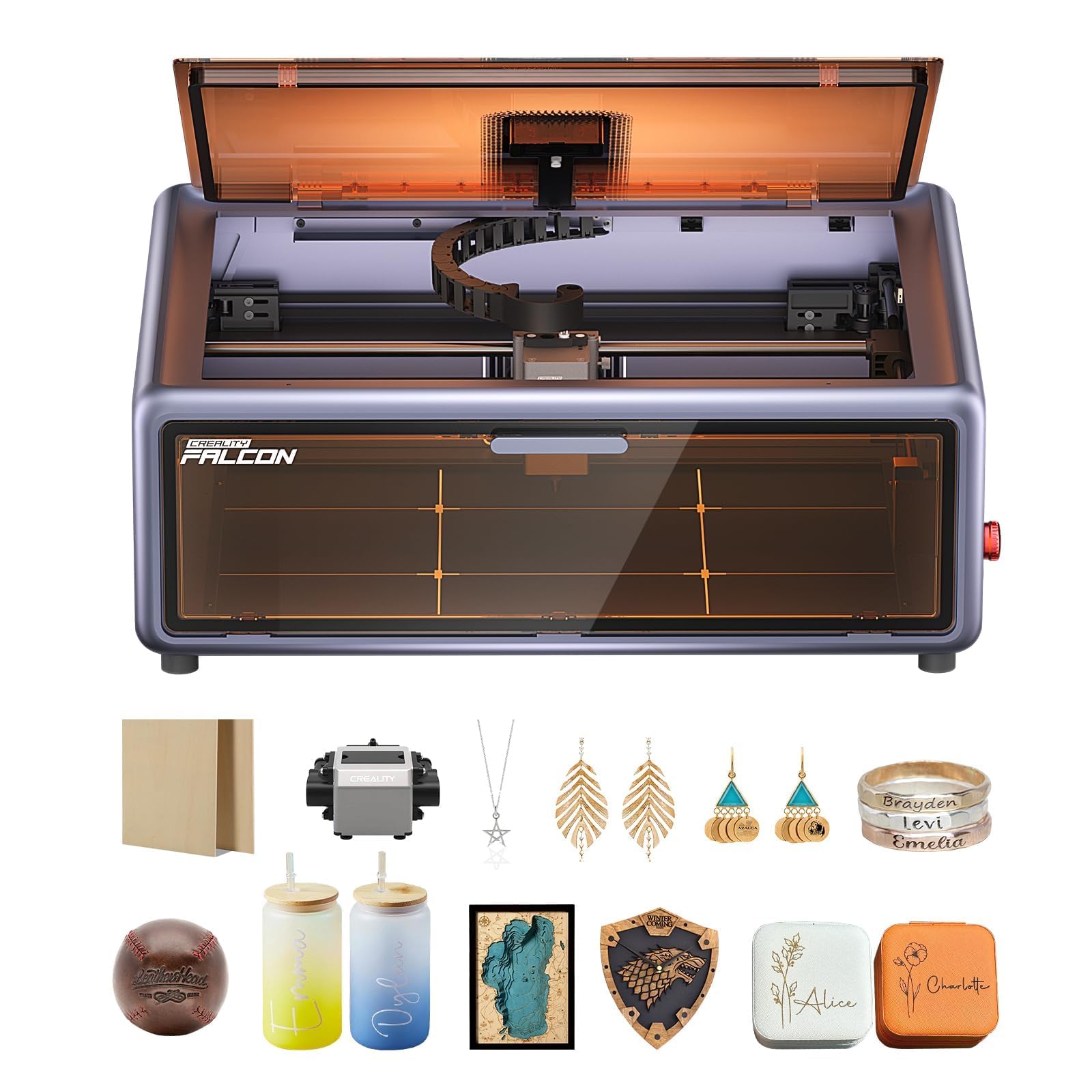 Creality Falcon A1 - Incisore laser 10 W, Potenza 80 W, Completamente Chiuso, 600 mm/s, Fotocamera Intelligente, Area Lavoro 305 * 381mm, Ideale per Legno, Metallo, Acrilico, per Principianti