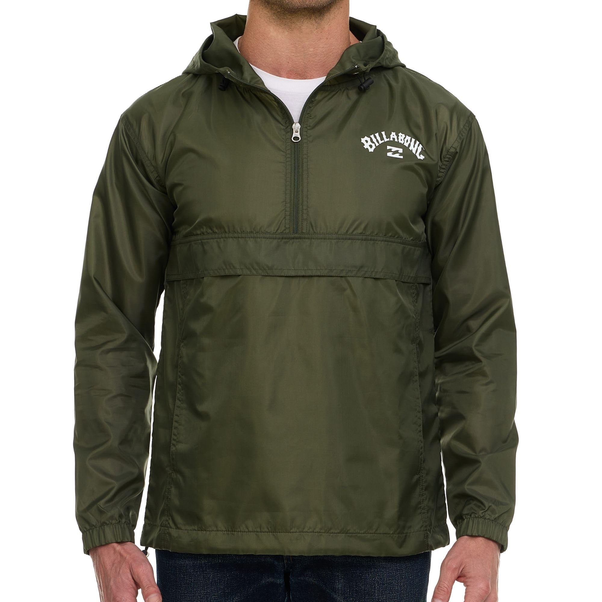 Billabong Big and Tall Rain Jacket - Hoodie Anorak Windbreaker Jacket for Men, Waterproof, Water-Repellent Raincoat, Olive Leaf It To Me, 2X