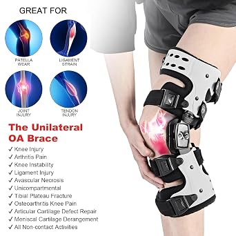 OA Unloader Knee Brace-Unloader Knee Brace for Osteoarthritis, Arthritis Pain, Cartilage Repair, Bone on Bone Knee Joint Pain, Lateral Degeneration Knee Support (Left White)