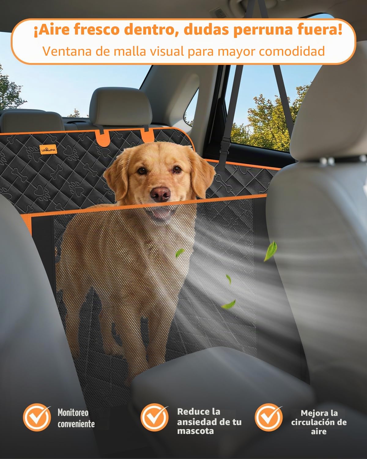 Base Rígida Funda Coche Perro Impermeable Extensión Protector Coche Perros Asiento Trasero Antideslizante Antiarañazos Funda Perro Coche Se adapta a la mayoría de automóviles, camionetas y SUV