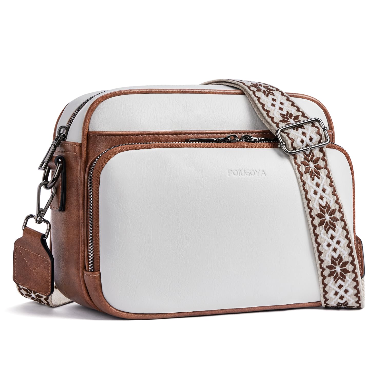 POIUGOYA Leather Crossbody Bag for Women Travel Purse Built-In RFID Wallet