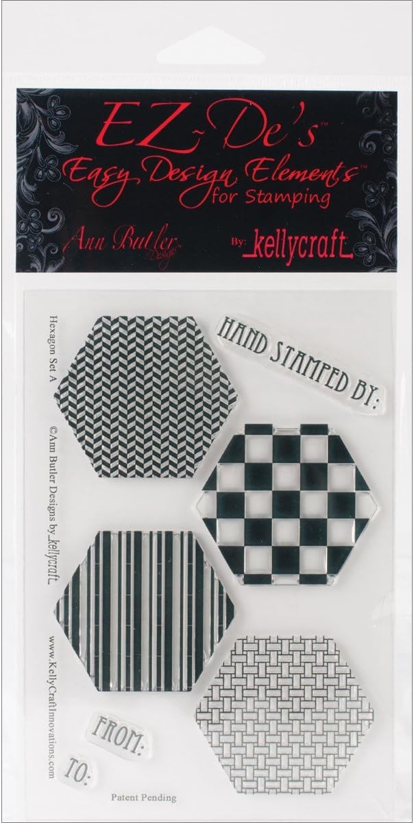 KellyCraft EZ-De's Hexagon Polymer Stamp, Set A