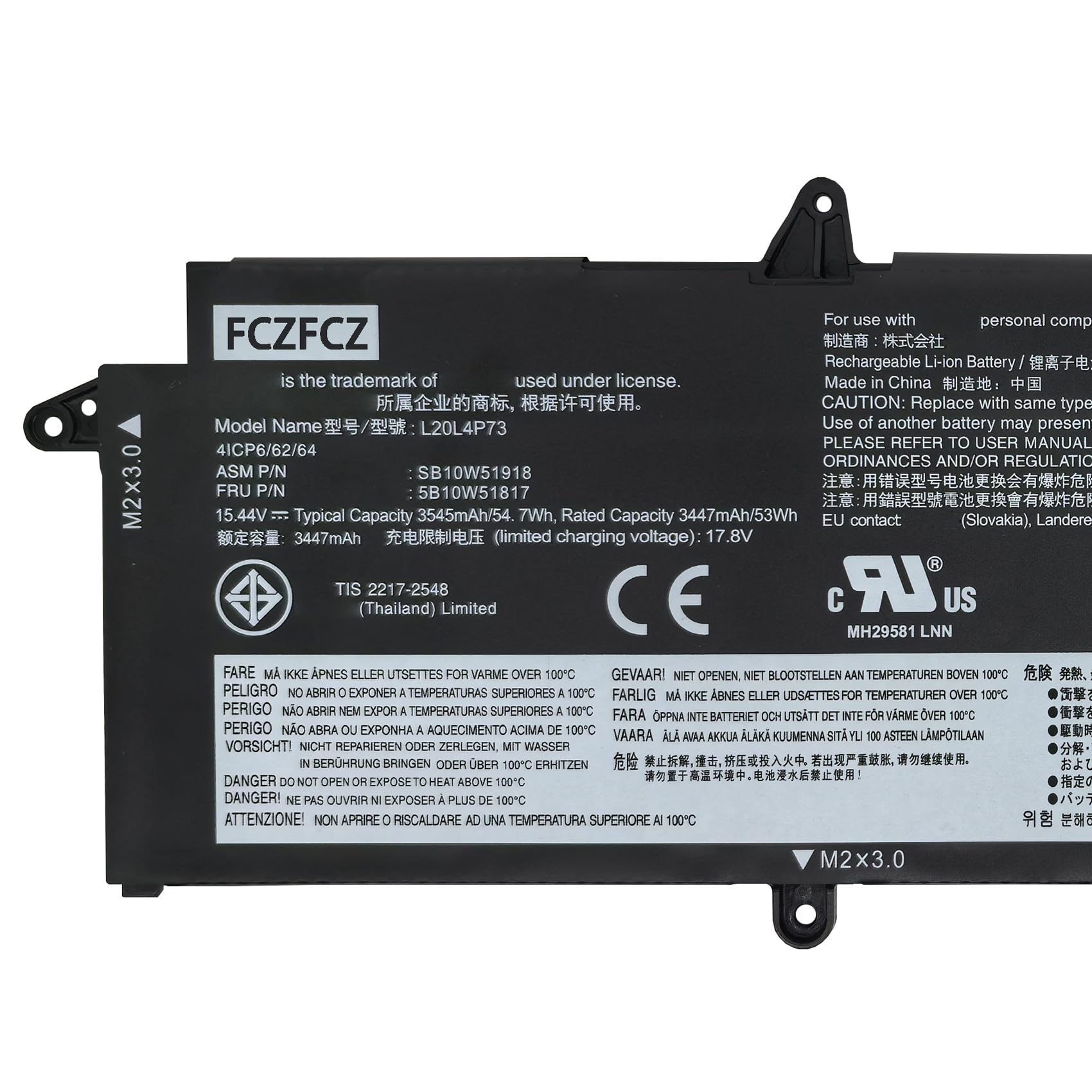 Amazon.com: FCZFCZ L20L4P73 Battery 54.7Wh Replacement for Lenovo