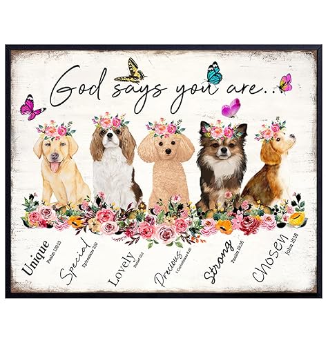 God Says You Are Dog Wall Decor - Bible Verses, Psalms, Scripture Wall Art - Christian Inspirational Encouragement Gifts for Women - Catholic disponible en Yaxa Colombia