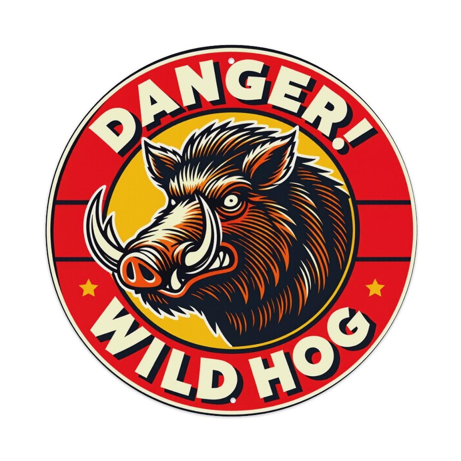Danger Wild Hog Warning Sign Metal Tin Sign Vintage Garden Bedroom Cafe Bar Man Cave Home Wall Decor Metal Poster 8x8 inches