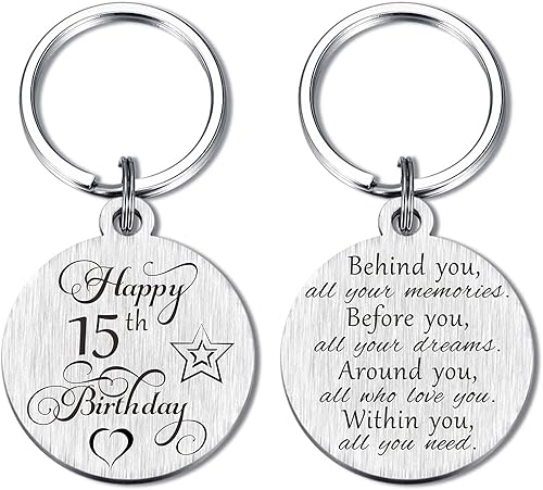 Laluminter Llavero de regalo de feliz cumpleaños, regalos para niñas, mujeres, niños, hombres, grabado de doble cara