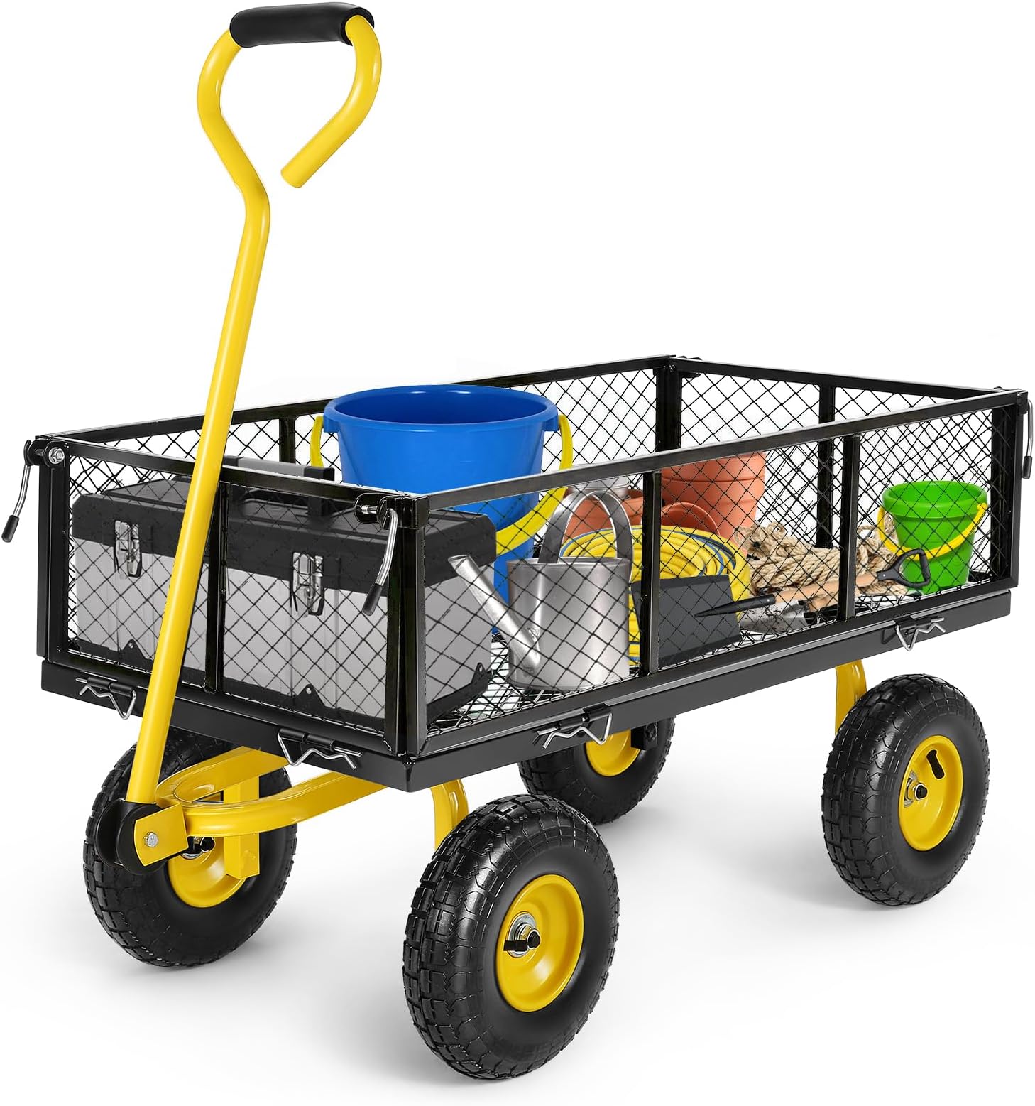Amazon.com : TEANDE Garden Cart, Heavy Duty 880 Lbs Capacity Mesh Steel ...